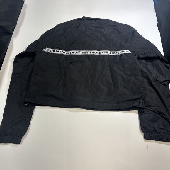 Vans Women's I Love My Vans Size Small Black Full Zip Crop Windbreaker Jacket - Picture 6 of 7